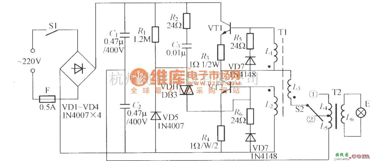 灯光控制中的电子节能灯电路(1)  第1张