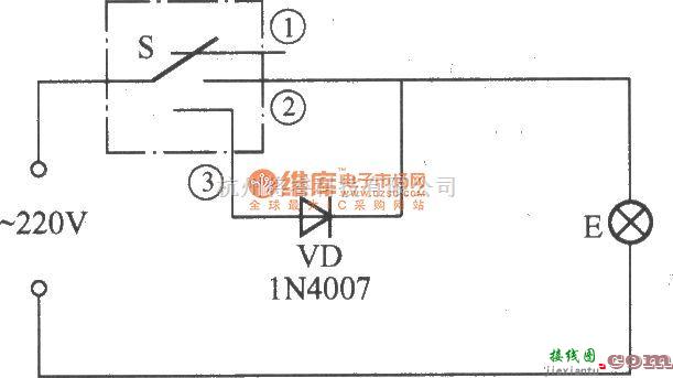 灯光控制中的简易变光拉线开关电路  第1张