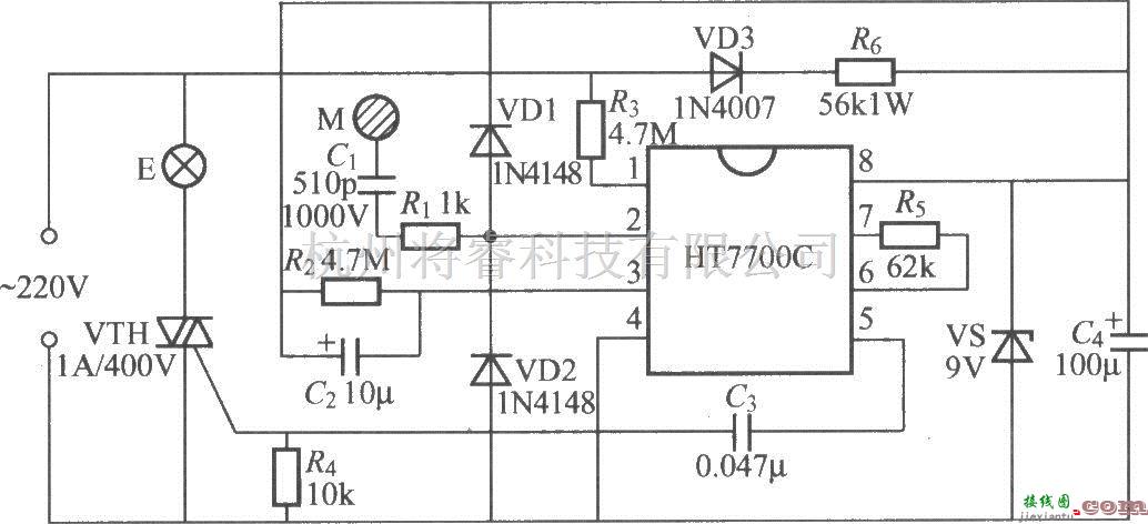 灯光控制中的HT7700触摸式无级调光灯电路  第1张