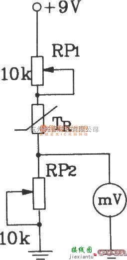 温控电路中的T-121温度传感器构成电子温度表电路  第1张