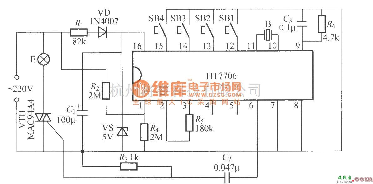 灯光控制中的采用专用集成电路的多功能调光灯电路(HT7706)  第1张