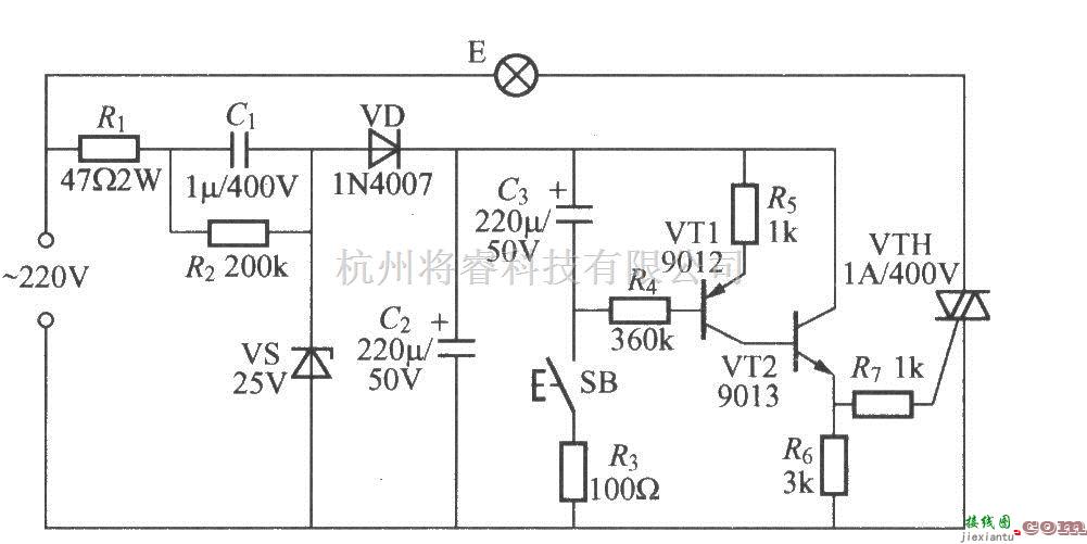 灯光控制中的采用双向晶闸管的延迟灯电路(2)  第1张