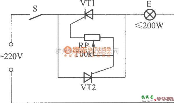 灯光控制中的最简单的单向晶闸管调光灯电路  第1张