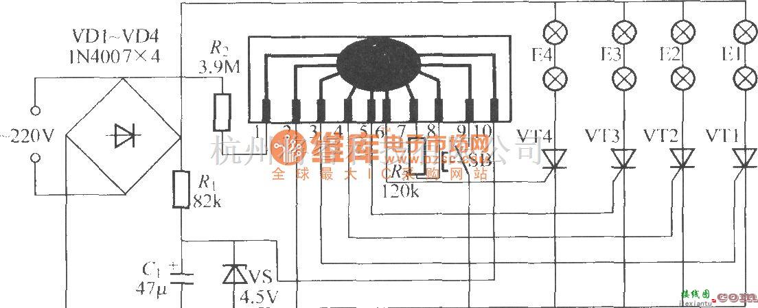 灯光控制中的四路闪烁灯串电路(8)  第1张