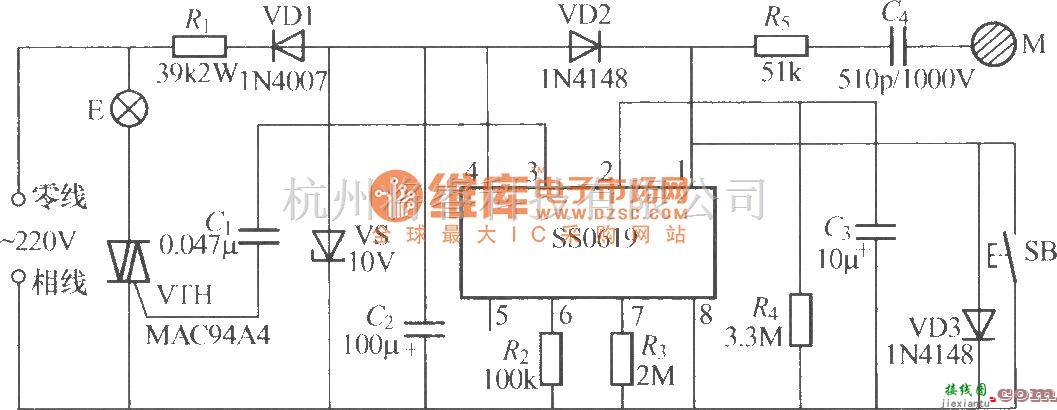 灯光控制中的SS0619触摸式步进调光灯电路  第1张