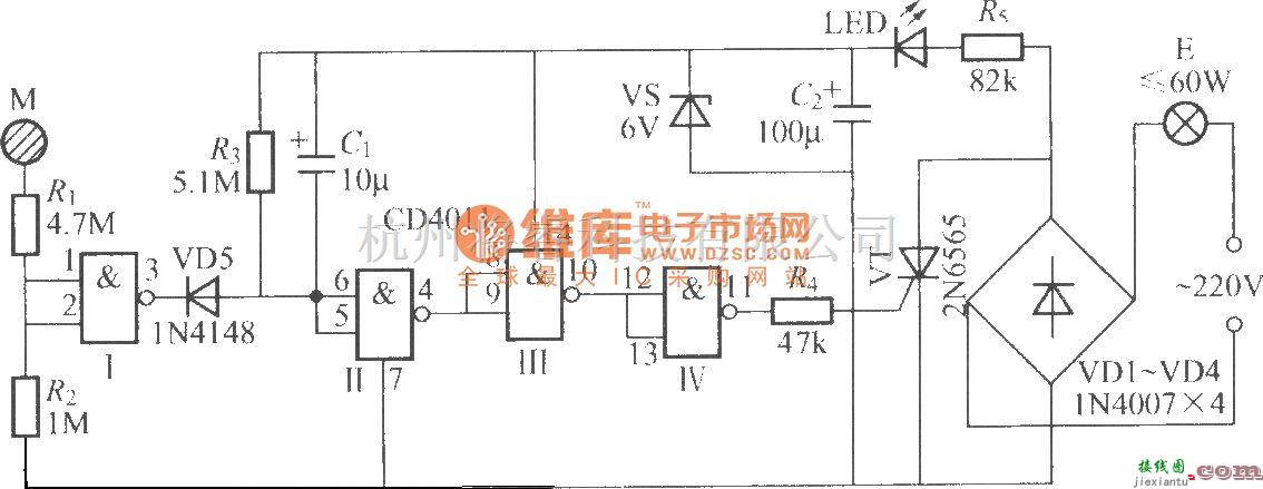 灯光控制中的采用数字电路的触摸式延迟灯电路(4)  第1张