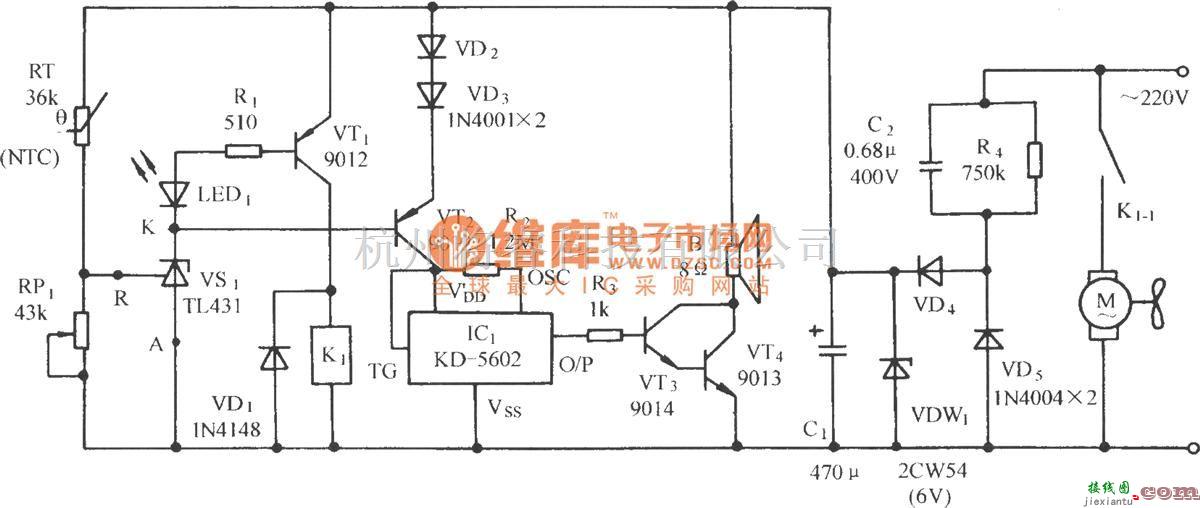 温控电路中的温度上限动物呜叫告警及自动通风降温控制电路  第1张