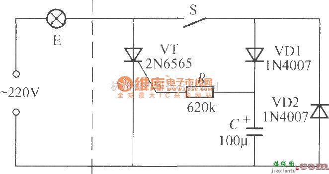 灯光控制中的延迟熄灯拉线开关电路(1)  第1张