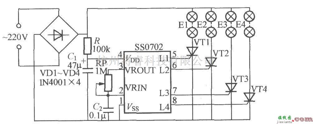 灯光控制中的四路闪烁灯串电路(11)(SS0702)  第1张