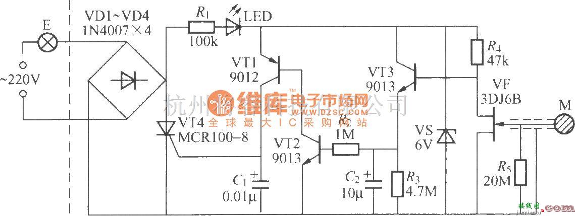 灯光控制中的非触摸式触摸延迟灯电路  第1张