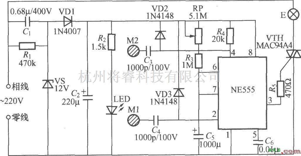灯光控制中的触摸式可调定时灯电路(2)  第1张