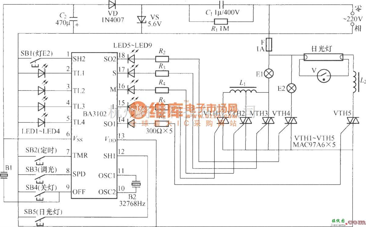 灯光控制中的高挡步进调光灯控制器电路(2)  第1张