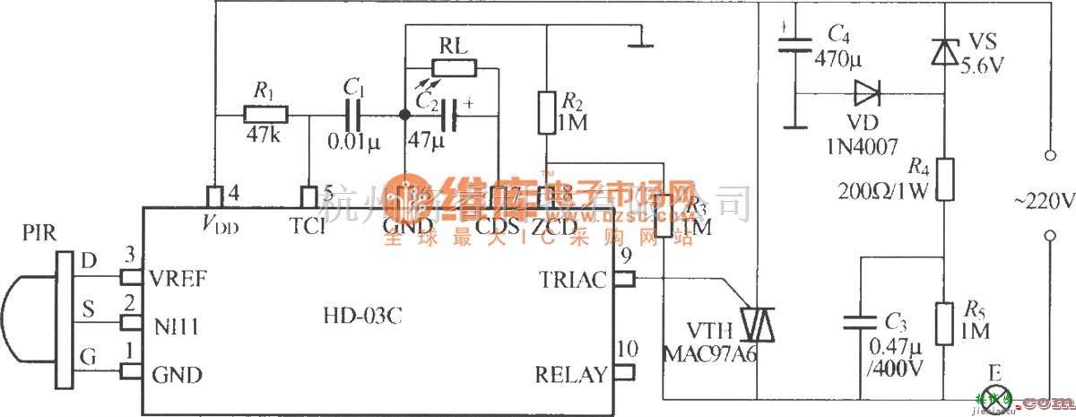 灯光控制中的热释电红外感应自动灯电路(5)  第1张