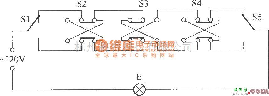 灯光控制中的五控电灯开关电路  第1张