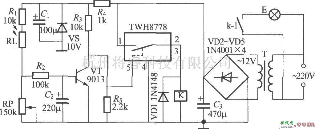 灯光控制中的使用TWH8778的光控路灯电路(1)  第1张