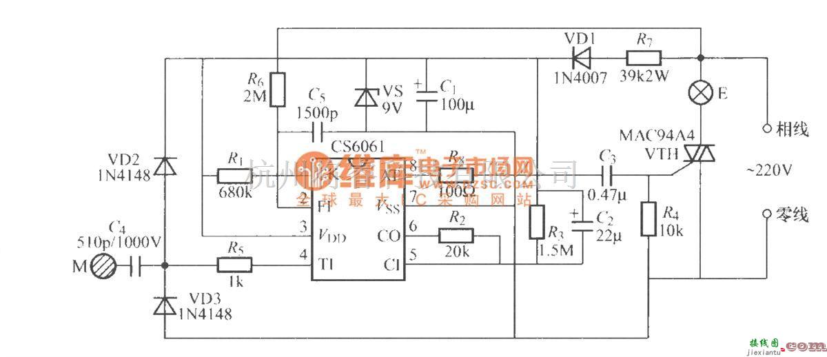 灯光控制中的CS6061触摸式步进调光灯电路  第1张