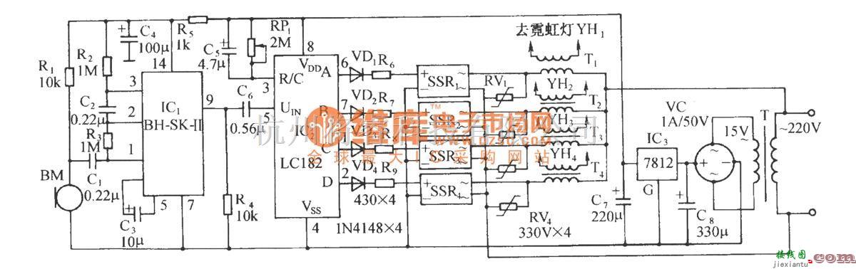 灯光控制中的LCl82音频压控霓虹灯图案控制电路  第1张