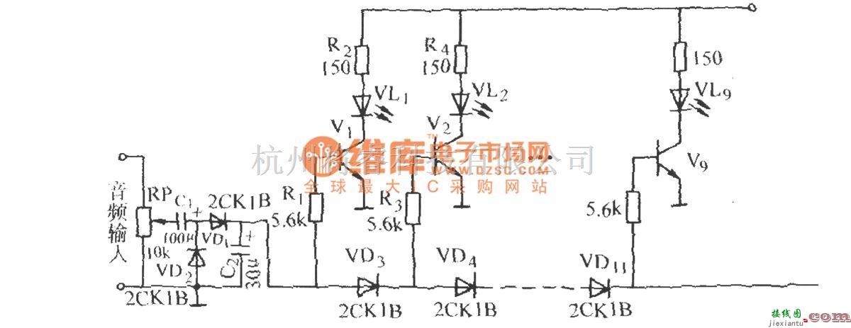 灯光控制中的音频功率电平显示电路  第1张