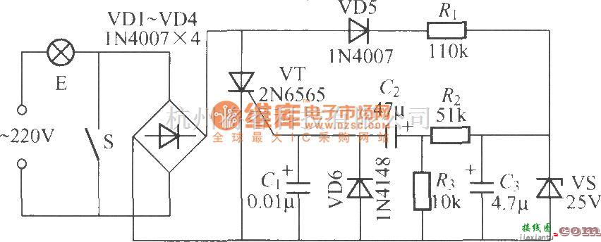 灯光控制中的延迟熄灯拉线开关电路(3)  第1张