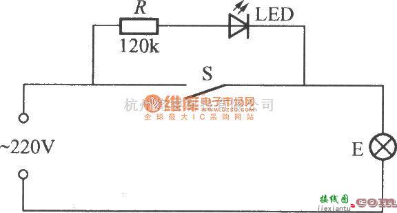 灯光控制中的有发光指示的电灯开关电路  第1张