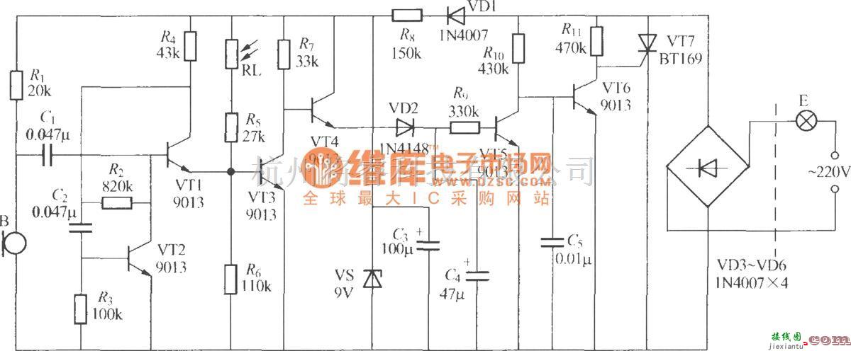 灯光控制中的分立元件声光控楼梯延迟开关电路(9)  第1张