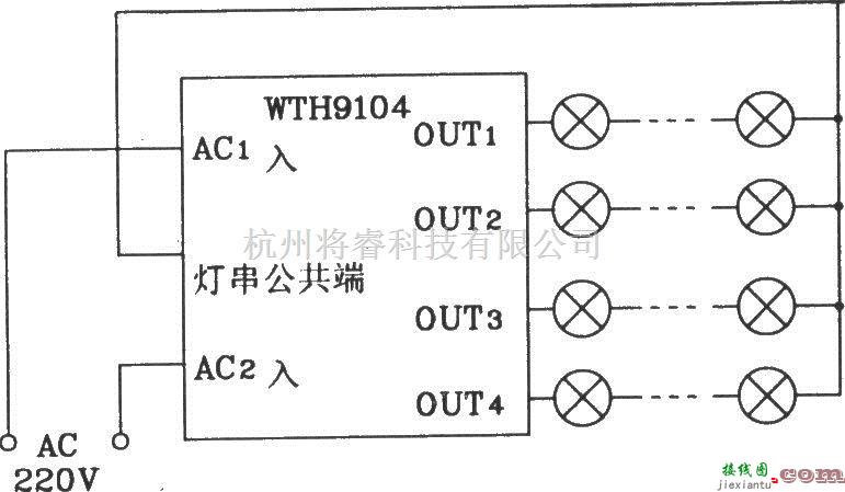 灯光控制中的TWH9104新型彩灯控制集成电路的应用电路  第1张