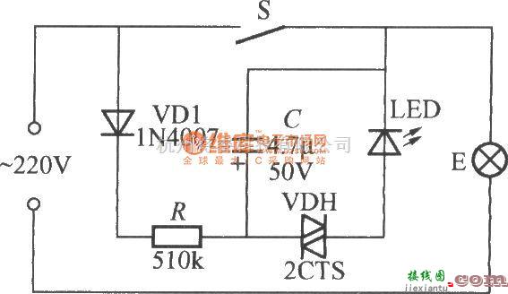 灯光控制中的闪烁发光指示的电灯开关电路  第1张