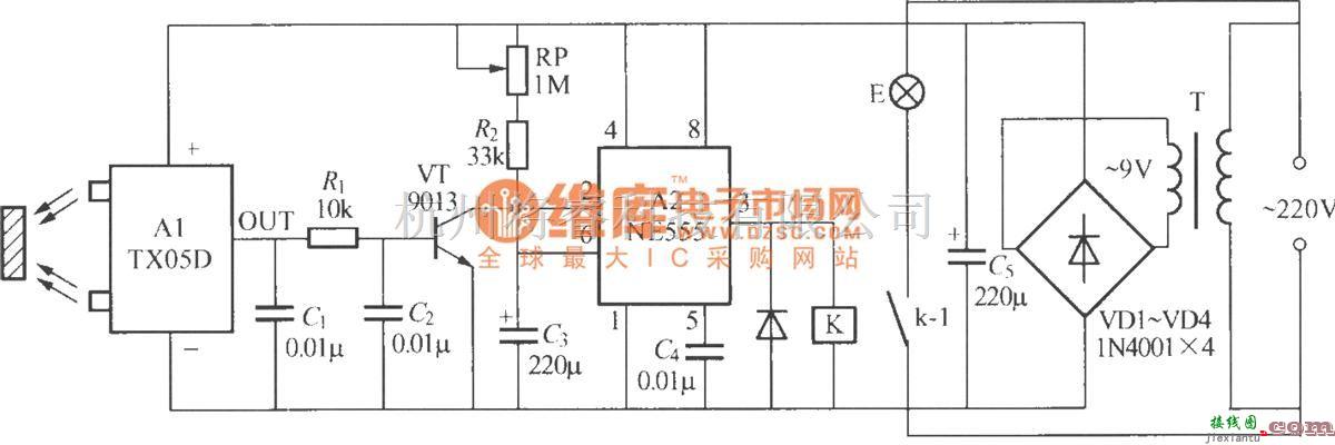 灯光控制中的红外反射式自动灯电路(TX05D)  第1张