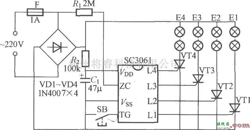 灯光控制中的四路闪烁灯串电路(10)(SC3061)  第1张