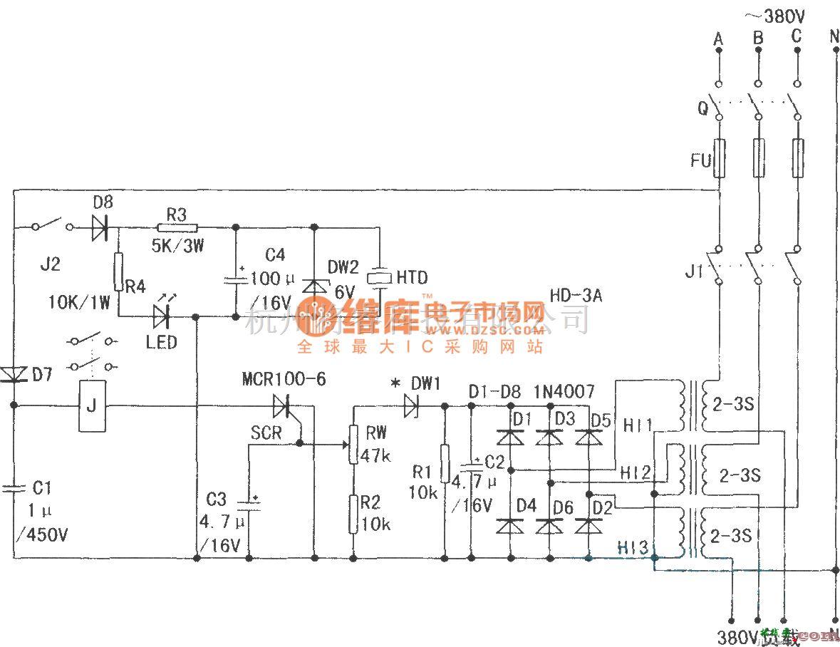 保护电路中的H D一3A型节能限额三相供电保护器  第1张