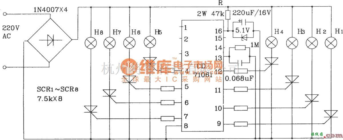 灯光控制中的CD71061多功能程控闪光集成电路典型应用电路  第1张