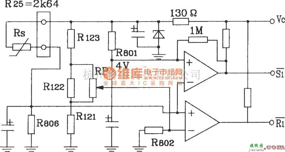 温控电路中的东芝冰箱温度测控回路联接电路图  第1张