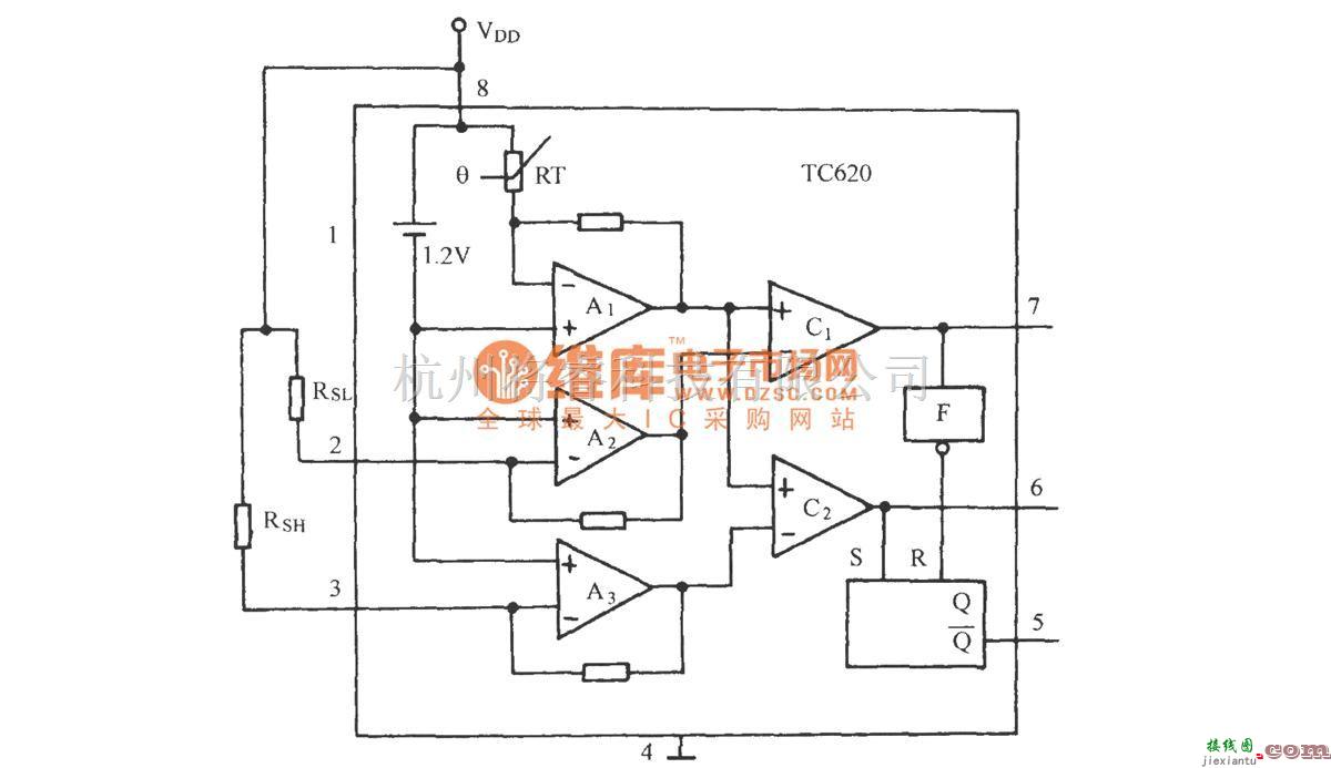 温控电路中的TC620温度传感通风降温自动控制电路  第2张