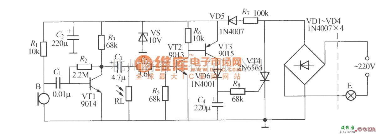 灯光控制中的分立元件声光控楼梯延迟开关电路(1)  第1张