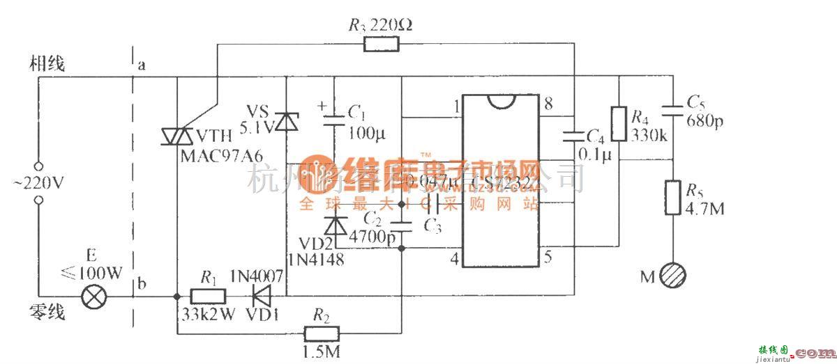 灯光控制中的CS7232触摸式无级调光灯电路(1)  第1张