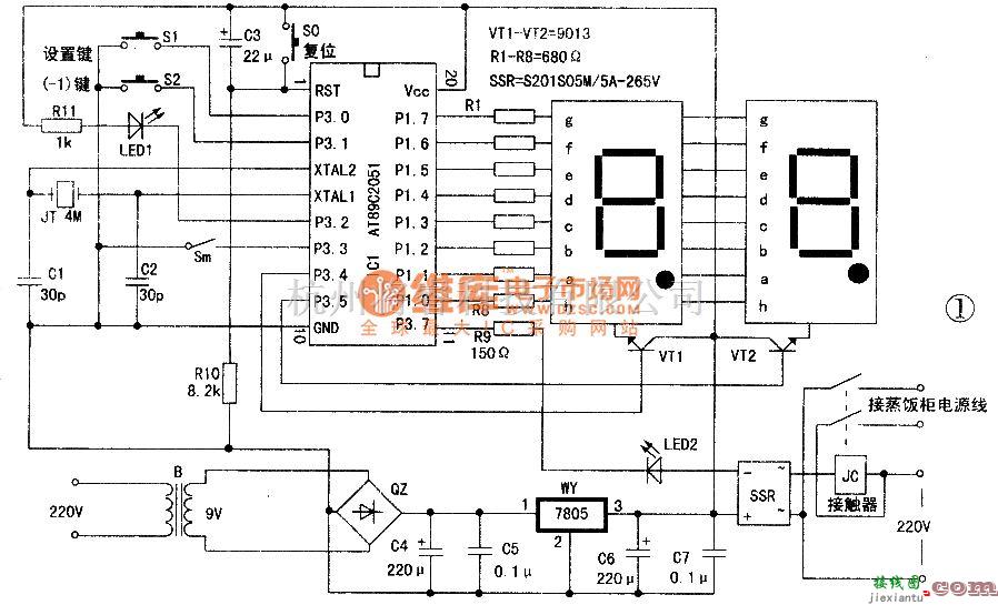 定时控制中的用AT89C2051单片机制作蒸饭柜定时开关  第1张