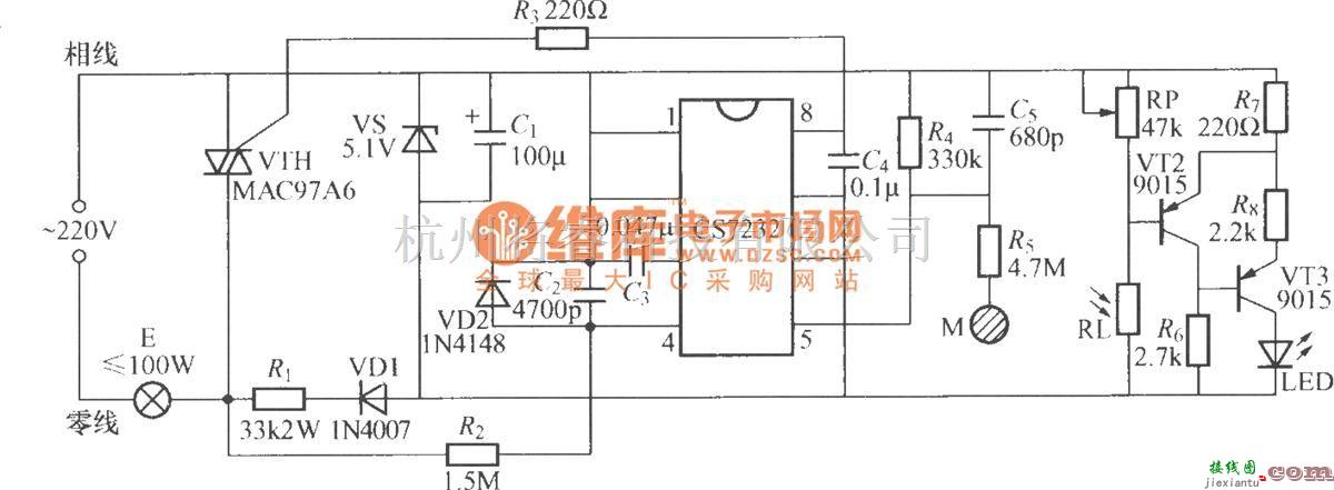 灯光控制中的CS7232触摸式无级调光灯电路(2)  第1张