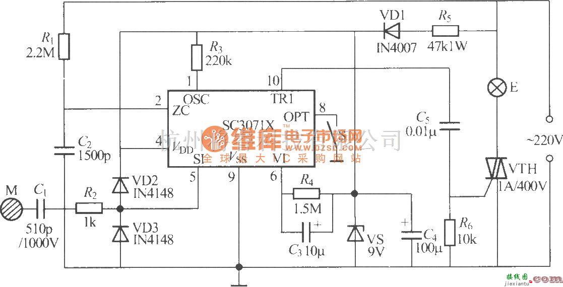 灯光控制中的SC3071X触摸式步进调光灯电路  第1张