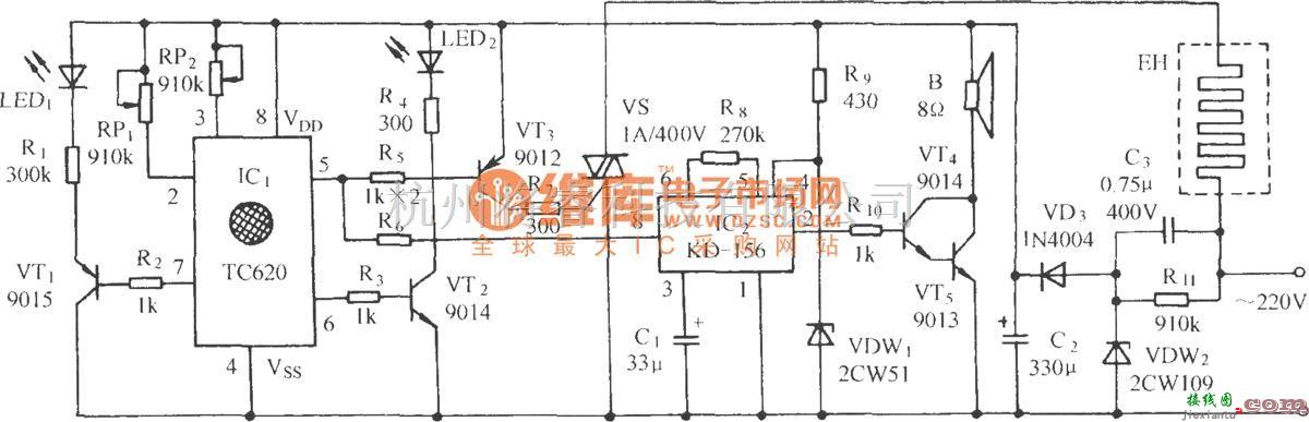 温控电路中的使用温控专用集成电路TC620的自动控温电路  第1张