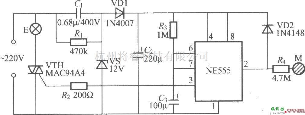 灯光控制中的采用时基电路的触摸式延迟灯电路(1)  第1张