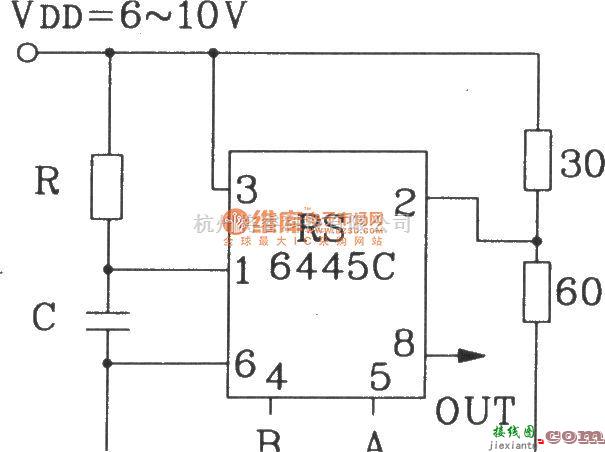 定时控制中的RS6445C长时间定时集成电路典型应用电路  第1张