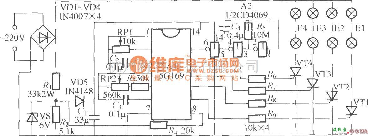 灯光控制中的四路闪烁灯串电路(5)(5G169)  第1张