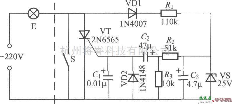 灯光控制中的延迟熄灯拉线开关电路(2)  第1张