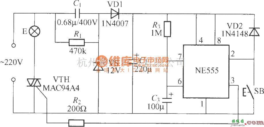 灯光控制中的采用时基电路的延迟灯电路(3)  第1张