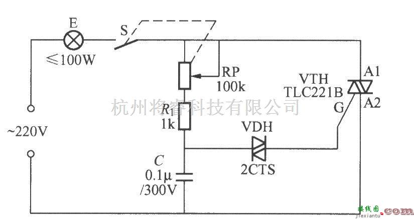 灯光控制中的采用双向触发二极管的双向晶闸管调光灯电路  第1张