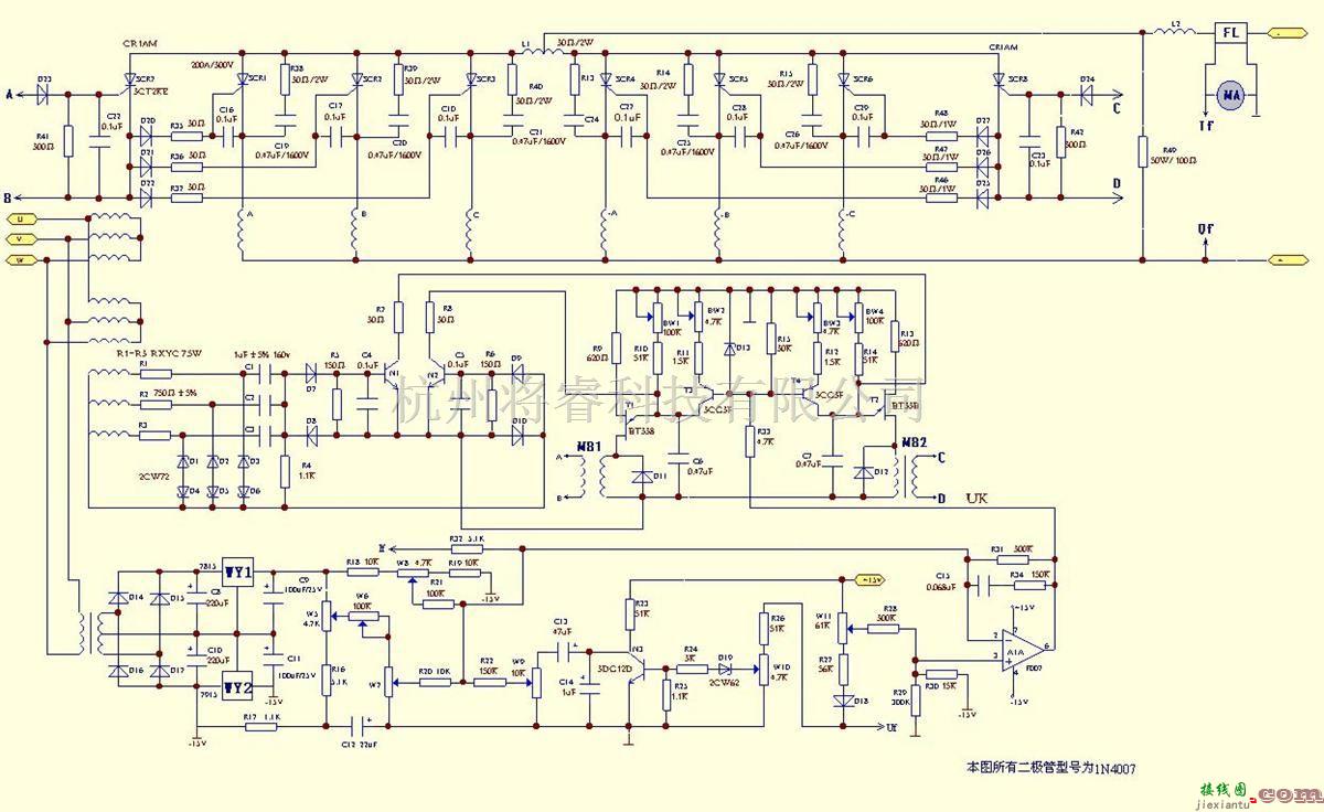 定时控制中的ZX5—630可控硅整流弧焊机电路  第1张