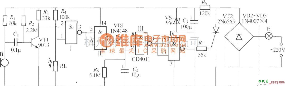 灯光控制中的数字电路声光控楼梯延迟开关电路(4)  第1张