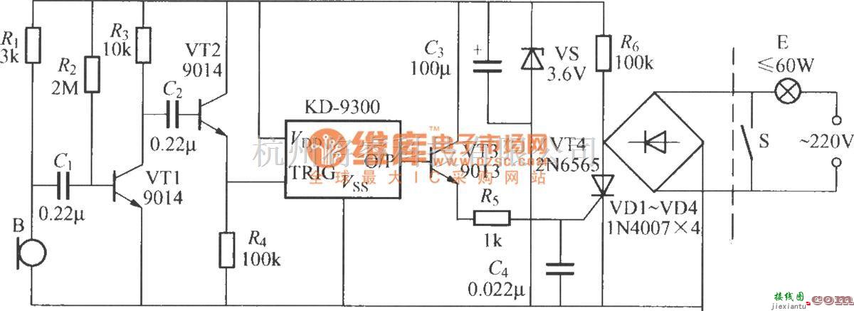 灯光控制中的声控延迟灯开关电路(3)  第1张