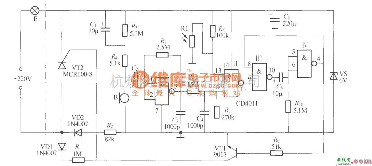 灯光控制中的数字电路声光控楼梯延迟开关电路(1)  第1张