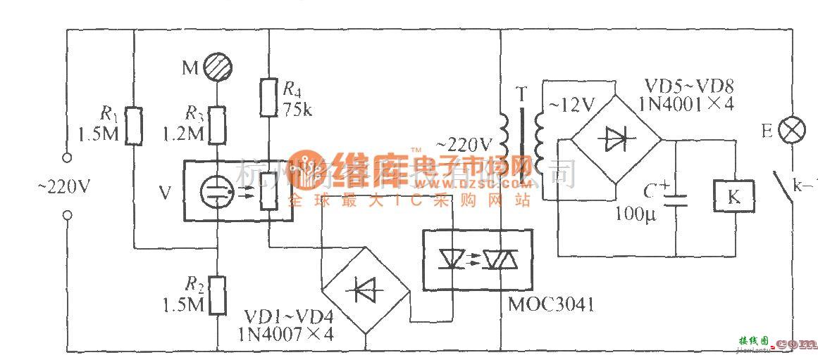 灯光控制中的单键触摸式灯开关电路(5)  第1张